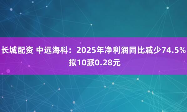 长城配资 中远海科：2025年净利润同比减少74.5% 拟10派0.28元